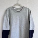 Madewell Oversize Jumpstart Sweater Sleeve Dress Knit Gray & Navy Photo 4