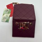 Badgley Mischka  Womens Short Bifold Card Wallet Plum Burgundy Vegan Leather NWT Photo 3