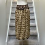 Vintage Sag Harbor Faux Wrap Midi Skirt Brown Geometric Baroque Print Women’s 10 Photo 2