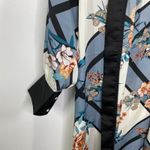 Lulus Dusty Blue Floral Print Satin Midi Robe Dress Women's Size X-Small XS Photo 3