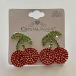 Boutique Cherry Drop Earrings | Red & Green Crystals Photo 1