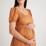 Quince 100% European linen maternity midi dress terracotta Thanksgiving NO BELT Orange Size undefined Photo 5