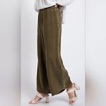 easel  Washed Cotton Crinkle Gauze Pants NWT size Small Olive Green Wide Leg Photo 11