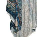 Chico's Womens Camp Size Small Blue Multi Floral Cotton Blend Drape Photo 2