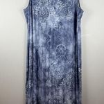 Catherines Maxi Dress Plus 3X Blue Floral Paisley Print Sleeveless Stretch Boho Photo 0