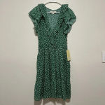 Trovata Birds of Paradis NWT Green Marcella Lawn Dot Dress Size Large Photo 3
