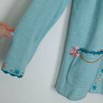 Storybook Knits Womens Birds Floral Embroidered Cardigan Size M Blue Art To Wear Size M Photo 3