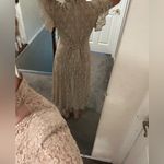 VTG DAWN JOY PRAIRE 100% Nylon Lace Unlinned Dress M/L Made In USA Tie Back Tan Size M Photo 3