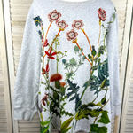 Coldwater Creek  Botanical Print Crewneck Sweatshirt Gray/Floral-2X Photo 0