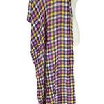 Talbots pink blue yellow white checkered rectangle basset hound dog scarf wrap Photo 0