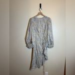 O.P.T One Pretty Time Floral Chiffon Ruched‎ Puff Sleeve Dress Blue Size L Photo 1