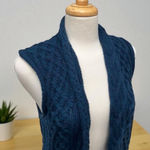 Kilronan Knitwear Irish Knit Open Front Long Vest XS Merino Wool Blue Fisherman Photo 0