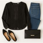 Rebecca Taylor Blouse Black Lace Sheer Top Medium Gothic Dark Romantic Feminine Photo 9