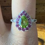 Natural Peridot Garnet Sterling Silver Ring Size 8 Green Photo 0