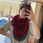 Steve Madden  Red Loose Chunky Crochet Knit Fringe Infiinity Scarf Photo 1