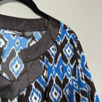 Maggie Barnes Blue & Black Ikat Kaftan Style Tunic Top - 3X - Women's Plus Size Photo 1