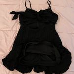 BANJUL NWT black textured cut out lined front ties LBD mini dress, size L summer Photo 3