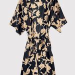 Maison Du Soir Womens Robe Black Selena Floral Kimono Wrap Waist Tie Boho L/XL Size L Photo 1