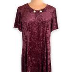 Vintage 90s Burgundy Crushed Velvet Midi Dress Floral Neckline Dark Romance Red Size 14 Photo 7