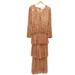 Mac Duggal 5442 Womens Embellished Bell Sleeve Tiered Gown Dress Photo 5