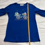 Blue Quacker Factory blue 3/4 length sleeve tee wintery bicycle design Size XS Photo 6
