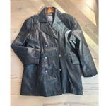 Vintage Lambskin Leather Coat Mens Size Large Black Buttery Soft Double Breasted Photo 1