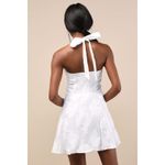Lulus Bonni White Floral Jacquard Halter Mini Dress Size S Photo 10
