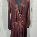 WAYF  Women’s Meryl Long-Sleeve V Neck Metallic Wrap Long Sleeve Dress SZ XS NWT Photo 3