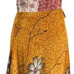 Vintage 90s Silk True Wrap Midi Skirt Size Large Bohemian Hippie 70s India Gypsy Brown Photo 8