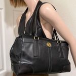 Coach 11048 Hamptons Tiffany Turnlock Satchel Black Leather Tote Shoulder Bag Photo 2