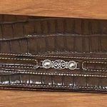 Brighton Brown Embossed Croc Leather Checkbook Wallet Photo 0