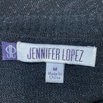 Jennifer Lopez Women's Black Metallic Open Front Long Sleeve Cardigan Sweater M Photo 3