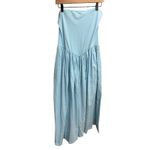 Free People  Onda Drop Waist Tube Midi Dress Size Medium Light Blue Photo 2