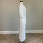 AQUA Metallic Long Sleeve V-Neck Midi Sheath Cocktail Dress Sparkly White Size 4 Photo 2