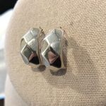 Sterling Silver Art Deco  Modern Faceted 925 Hoops with Post Backs Earrings Photo 3