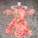 GB Pink Multicolor Floral Halter Romper Size Small Off shoulder Sleeve Photo 0