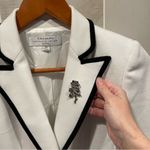 Tahari Cute white black trim reverse tuxedo chunky button blazer pockets rose Photo 11