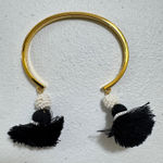 J.Crew  Favorite Tassel Bracelet Gold Tone Black White Beads Bangle OLDSTOCK RARE Photo 0