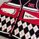 Vintage Nebraska Football Cornhuskers Sweater Vest argyle black white red button Size M Photo 1