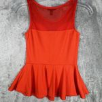 AQUA Shirt Womens Small Orange Peplum Top Sexy Chic Y2K Mesh Partywear Cocktails Photo 2