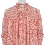 Jonathan Simkhai Silk Ruffle Polka Dot‎ Blouse Small Pink Red Dressy Valentine Photo 2