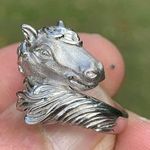 Gorgeous Women's Sterling Silver Horse Equestrian Ring, Satin Finish, Size 7 Photo 0