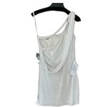 Mac Duggal Size 12 NEW One Shoulder White Sequined Mini Dress 5263 FLAW Photo 5