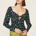 STAUD  Womans Josephine Top Long Sleeve Sweetheart‎ Neckline Multicolor Sz 2 NWT Photo 0
