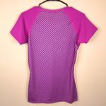 Nike Pro Dri-Fit Women’s Spell Out Front Striped Back Pink Gray Athletic Shirt Photo 5