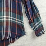 Lucky Brand  Button Up Long Sleeve Shirt Epaulettes Blue Red Womens Size Medium Photo 4