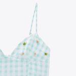 ZARA NEW  GINGHAM DRESS V NECK‎ MINI POCKETS BEADED FLOWER DETAILED SIZE XXL Photo 6