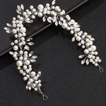 Boutique Headband Wedding Pearl Bridal Headdress Pearl Headpiece Rhinestone Leaf Photo 1