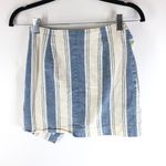 Free People  Blue White Tuscan Tie Waist Wrap Cotton Linen Blend Mini Skirt 0 Photo 2