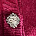 Tahari  Magenta Cardigan Jeweled Buttons. Thick Stretch. V Neck. Long Sleeve. XS Photo 7